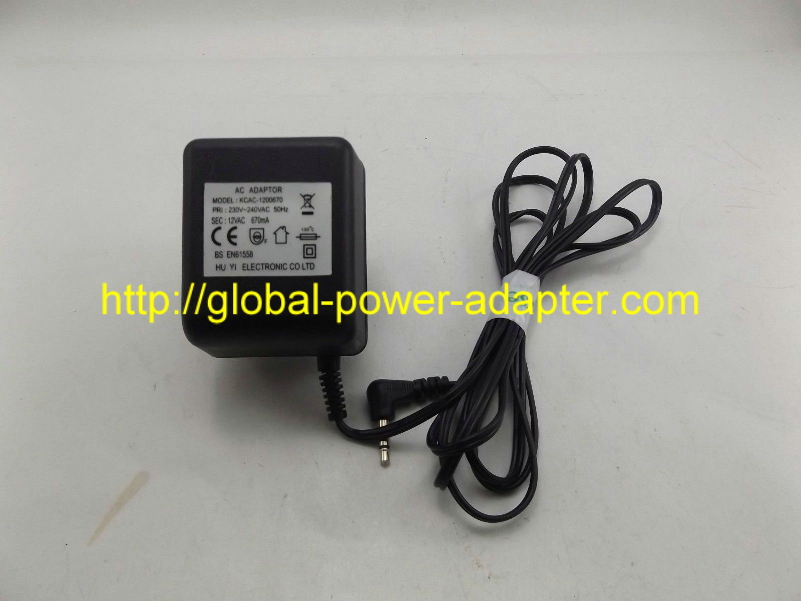 *Brand NEW* HU YI Electronics KCAC-1200670 Input 230-240V 50Hz Output 12V 670mA AC Adaptor - Click Image to Close